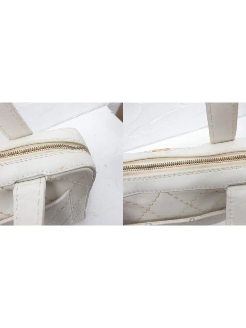 Chanel CC Logo Wild Stitch Tote Quilted Gold Leather